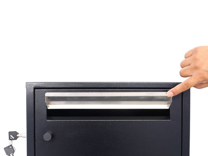 Large Steel Freestanding Floor Parcel Package Drop With Locking Letterbox Drop Mail Box With Multi Compartments - Black