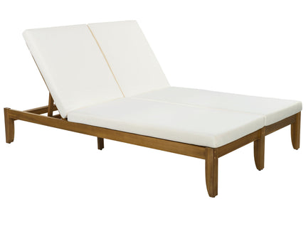 Adjustable Outdoor Patio Lounge Chair 2 Seater Recliner - Beige / Natural
