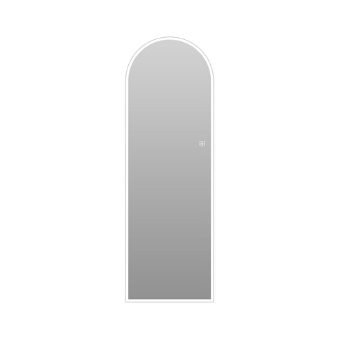 LED Full Length Wall Mirror With Symmetrical Arch Design, Dimmable 3 Color Temperature Lighting - Silver
