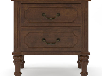 Fluted Nightstand With 2 Drawers, Bedside Table - Walnut