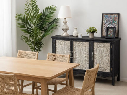 3 Door Sideboard Buffet Cabinet With Storage - Black