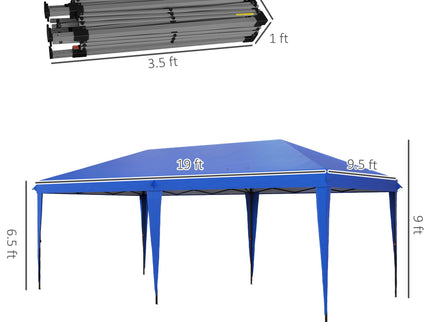 Outsunny - 10' x 19.2' Pop Up Canopy Tent, Heavy Duty Tent For Parties, Outdoor Instant Gazebo Sun Shade Shelter With Carry Bag For Catering, Events, Wedding, Backyard Bbq