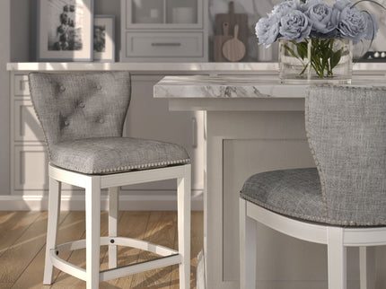Upholstered Swivel Stool With Back