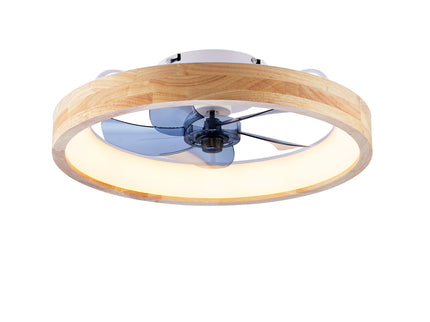 Ceiling Fans With Lights And Remote, 3000 - 6500K Dimmable Flush Mount LED Fan Light, 6 Speeds, Quiet DC Motor For Living Room - Matte White / Natural Wood