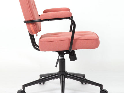 Button Mid Back Swivel Desk Chair With Curved Armrest - Pink