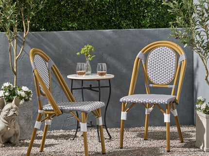 Outdoor Rattan And Aluminum French Bistro Chair Set