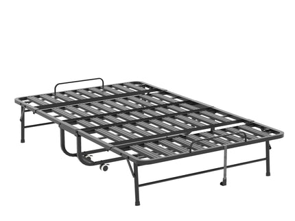Twin Wide Folding Bed For Tall People, Extra Long & Wide Rollaway With Memory Foam, Heavy-Duty Capacity Guest, Spacious Portable Cot - Black