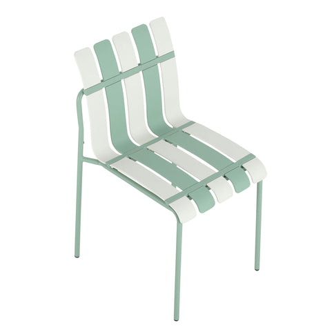 Single Chairs With Color Blocking Design (Set of 4) - Haze Green / White