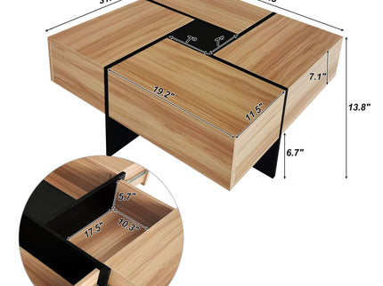 Wallace - Coffee Table With 4 Hidden Storage Compartments - Brown