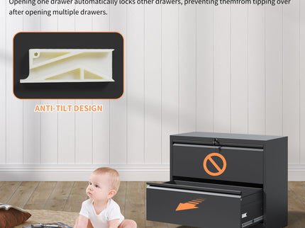 Lateral File Cabinet, Heavy Duty Filing Holds Letter/Legal/A4 Files