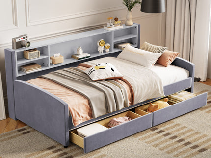 Luxurious Upholstered Platform Bed With Storage Drawers