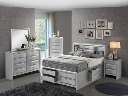 Modern Design Storage Bed With Bookcase Headboard