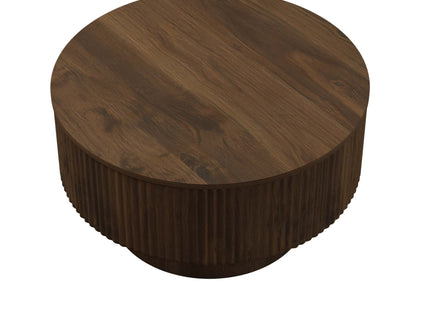 Modern Circular Coffee Table With Stripe Design And Storage Space