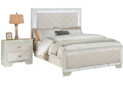 3 Piece Bedroom Contemporary Set, Bed With LED Lights And 2 Nightstands