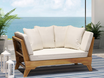 Outdoor Acacia Wood Expandable Daybed With Cushions