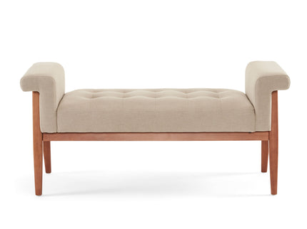 Elegant Tufted Ottoman - Beige / Brown