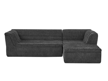 Upholstered L-Shaped Modular Sectional Sofa With Chaise, Wave-Shaped Armrest