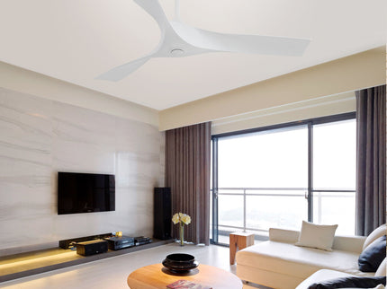 52" Ceiling Fan With Remote Control, Quiet Reversible DC Motor, For Indoor Outdoor Use - White