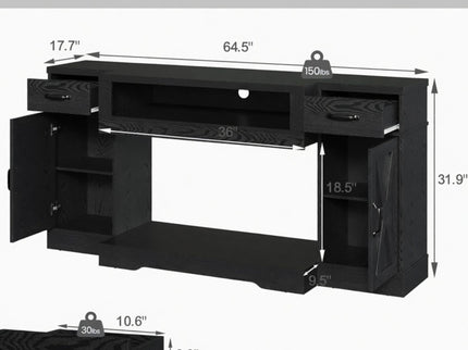 TV Stand With Adjustable Shelves & Double Doors