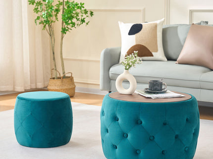 Nesting Ottomans 2 Piece With Tray, 4 In 1 Function