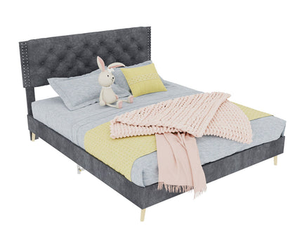 Upholstered Bed With Tufted Headboard