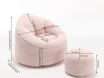 Bedding Bean Bag Sofa Chair High Pressure Foam With Footrest