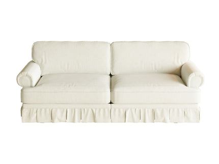 Luxuriously Comfortable Cloud Couch Sofa With Elegant Rolled Arms & Pleated Skirt Design