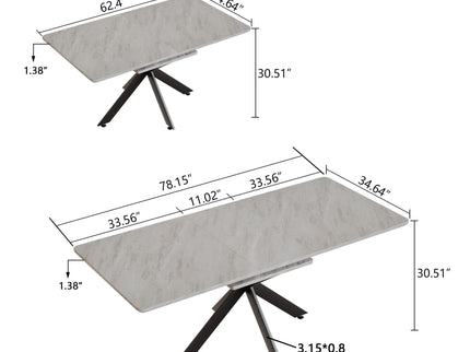 Modern Extendable Dining Table Set With Soft Padded Armless Chairs