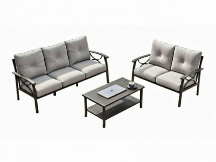 Patio Furniture Set With Coffee Table And Cushions For Backyard