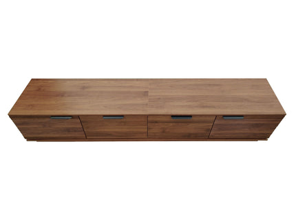 TV Stand, Entertainment Center & Fluted Door & Cable Management, Soft Closing Hinges - Walnut