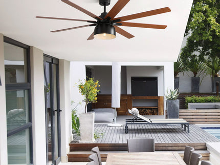 52" Ceiling Fan With 6 Speed Wind 8 Dual Colors Blades Remote Control Reversible DC Motor With Light - Black