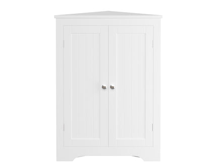 Corner Cabinet With 2 Doors And Adjustable Shelves, Freestanding Narrow Storage Organizer For Bathroom - White