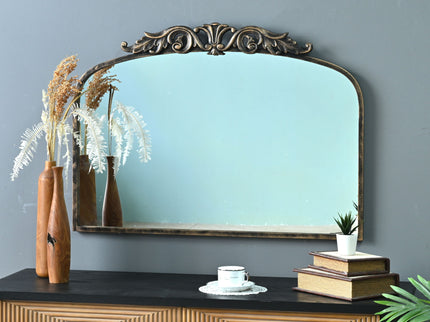 Handmade Arched Mirror, Ornate Baroque For Entryway - Antique Bronze