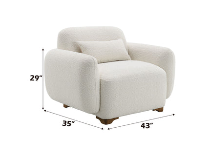 Darius - Boucle Accent Chair With 1 Toss Pillow - Beige