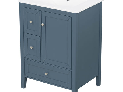 Modern Bathroom Vanity With Sink, Soft Close Drawers & Door, Storage Rack