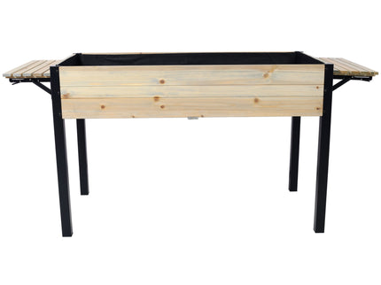 Raised Garden Bed With Metal Legs And Folding Storage Shelf