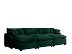 Dark Green / 4 Pc. 3 Seater Sectional, 3 Ottomans