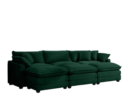 Modern Modular Cushion Sofa With Ottoman, Low Back, Deep Seating Sofa Set