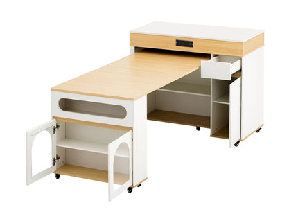 Extendable Dining Table With Folding Top, Rolling Kitchen Island With Drawers And Power Outlet