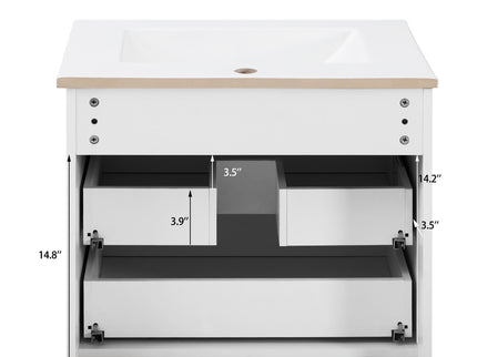 Wall Mounted Floating Cabinet With Side Cabinet Combo, Rectangular Ceramic Sink Vanity