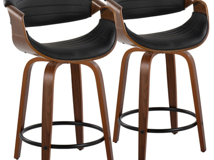 Symphony - Mid Century Modern Fixed Height Counter Stool With Swivel With Round Footrest (Set of 2)