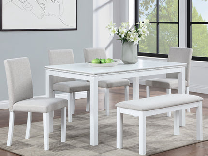 Dining Table Set With Crystal Decoration And Upholstered Chairs