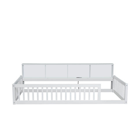 Floor Bed With Storage Cabinets And USB Ports