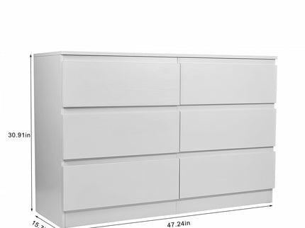 6 Drawer Dresser With Spacious Countertop And Concealed Handles