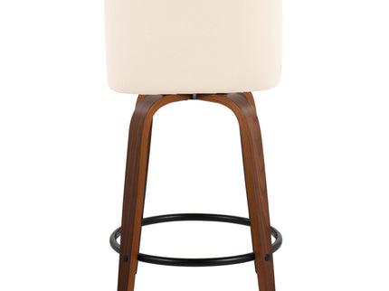 Toriano - Mid Century Modern, Fixed Height Counter Stool & Swivel And Round Footrest (Set of 2)