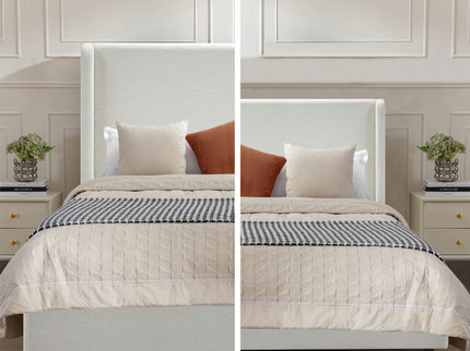 Carmen - Full Size Upholstered Wingback Bed - Ivory