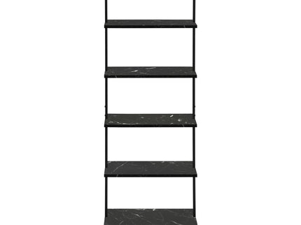 Bookshelf, Bookcase, Etagere, Ladder, 5 Tier, For Office, Marble Look Contemporary & Modern