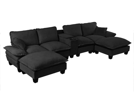 Modular Cloud Couch Sofa With Cup Holders & Storage, USB Port