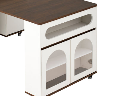 Extendable Dining Table With Folding Top, Rolling Kitchen Island With Drawers And Power Outlet