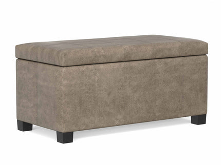 Dover - Storage Ottoman In Smoky Leather With Lift Up Storage - Brown